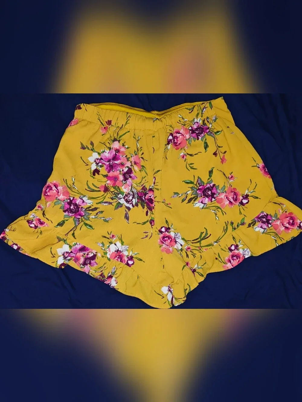 Lilt Girls Yellow Floral 2pc Set Sleeveless Top With Lace Back & Shorts